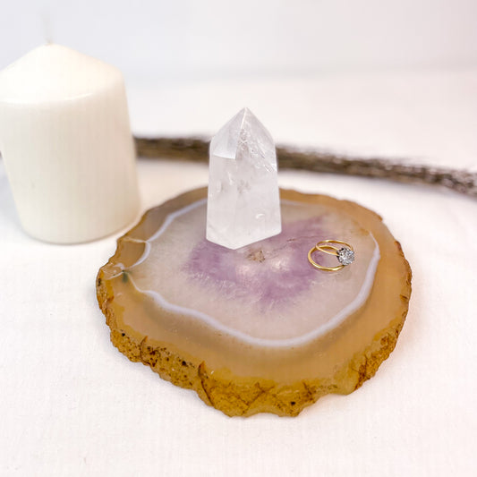 Natural Agate + Amethyst crystal slab