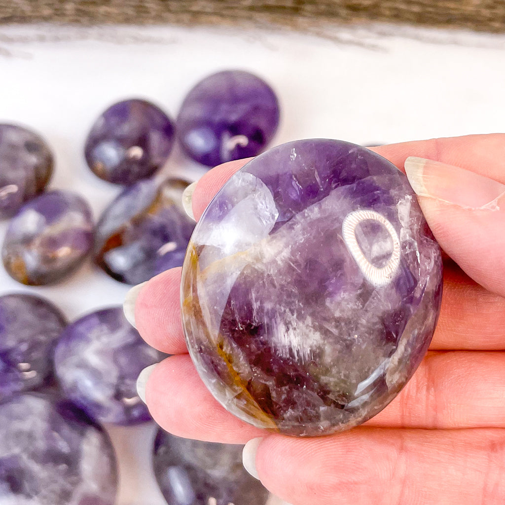 Amethyst Phantom Chevron crystal palm stone