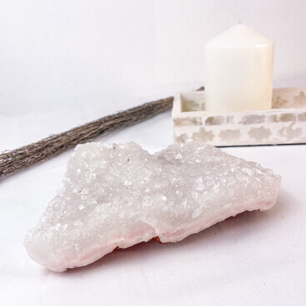 Apophyllite + peach stilbite crystal cluster