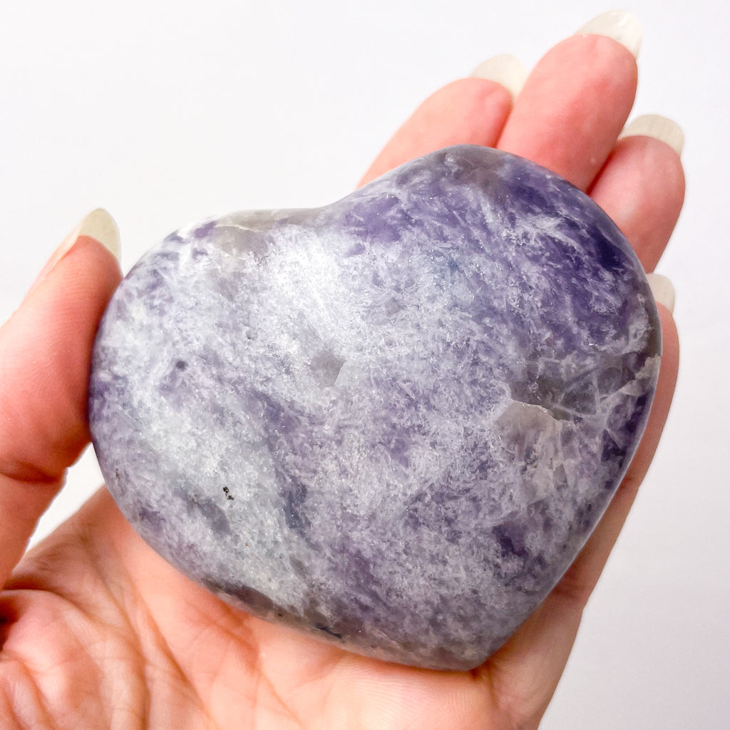 Lepidolite + Smoky quartz crystal heart
