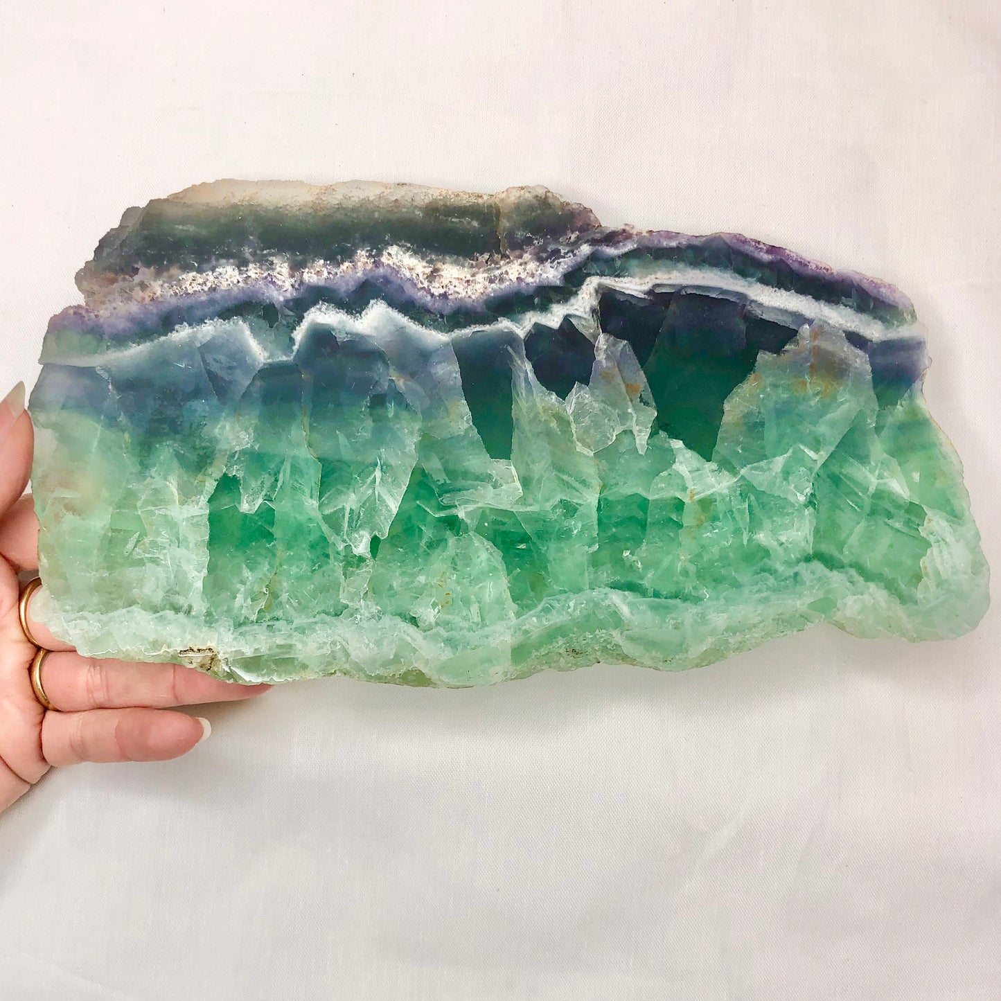 Fluorite A grade polished crystal slab XL