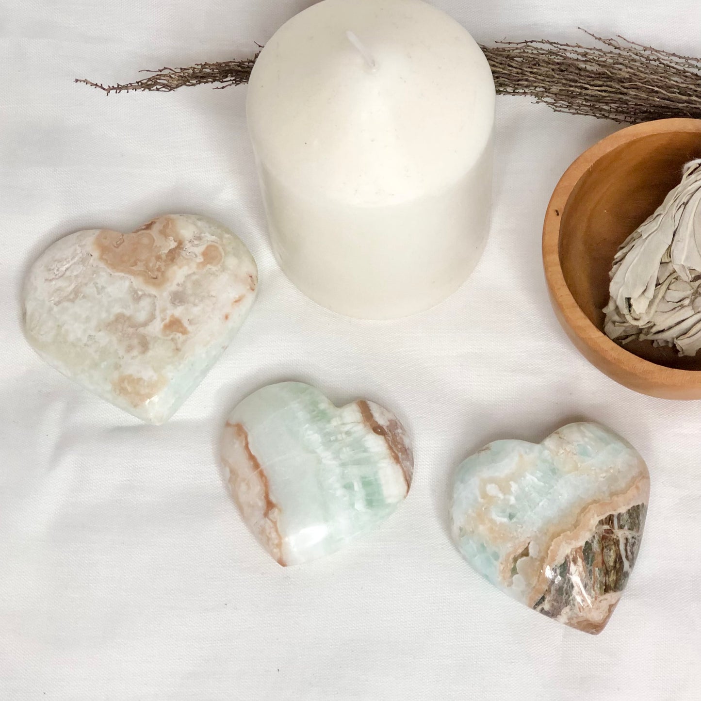 Caribbean calcite heart shaped crystal