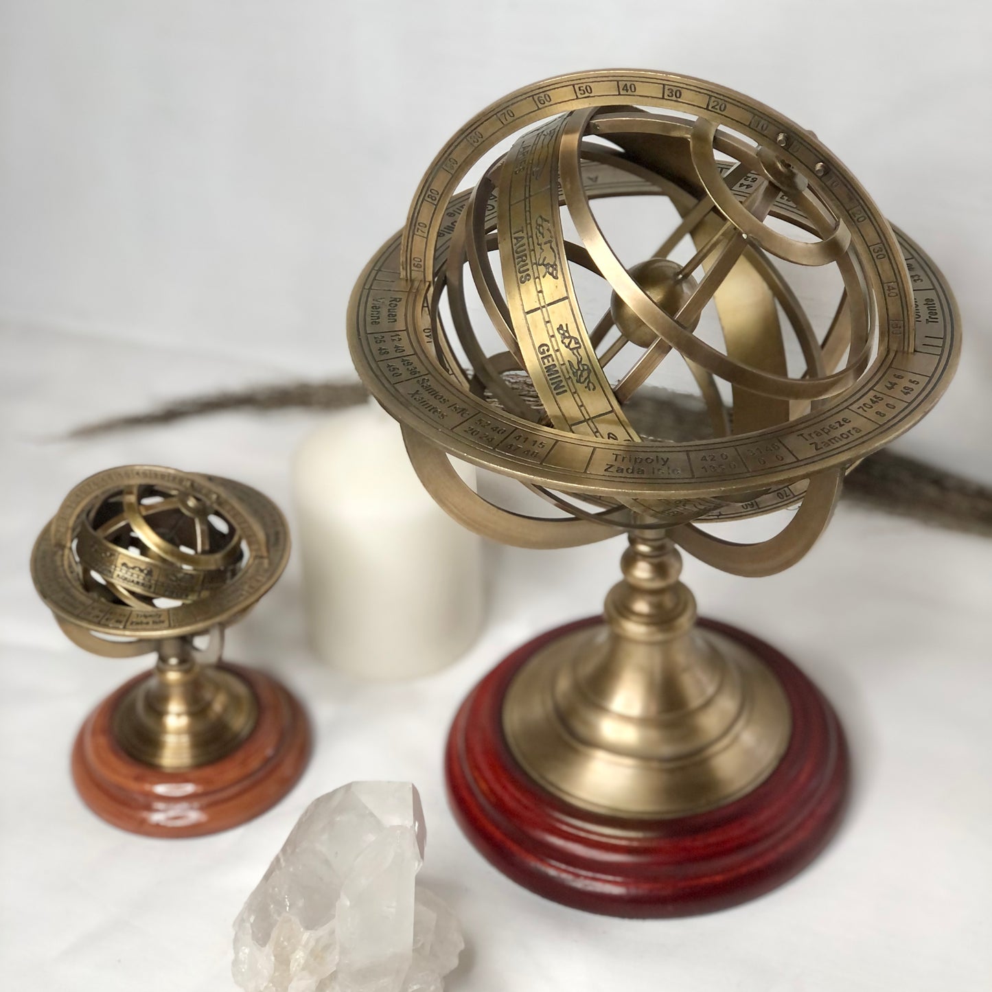 Antique brass zodiac armillary globe