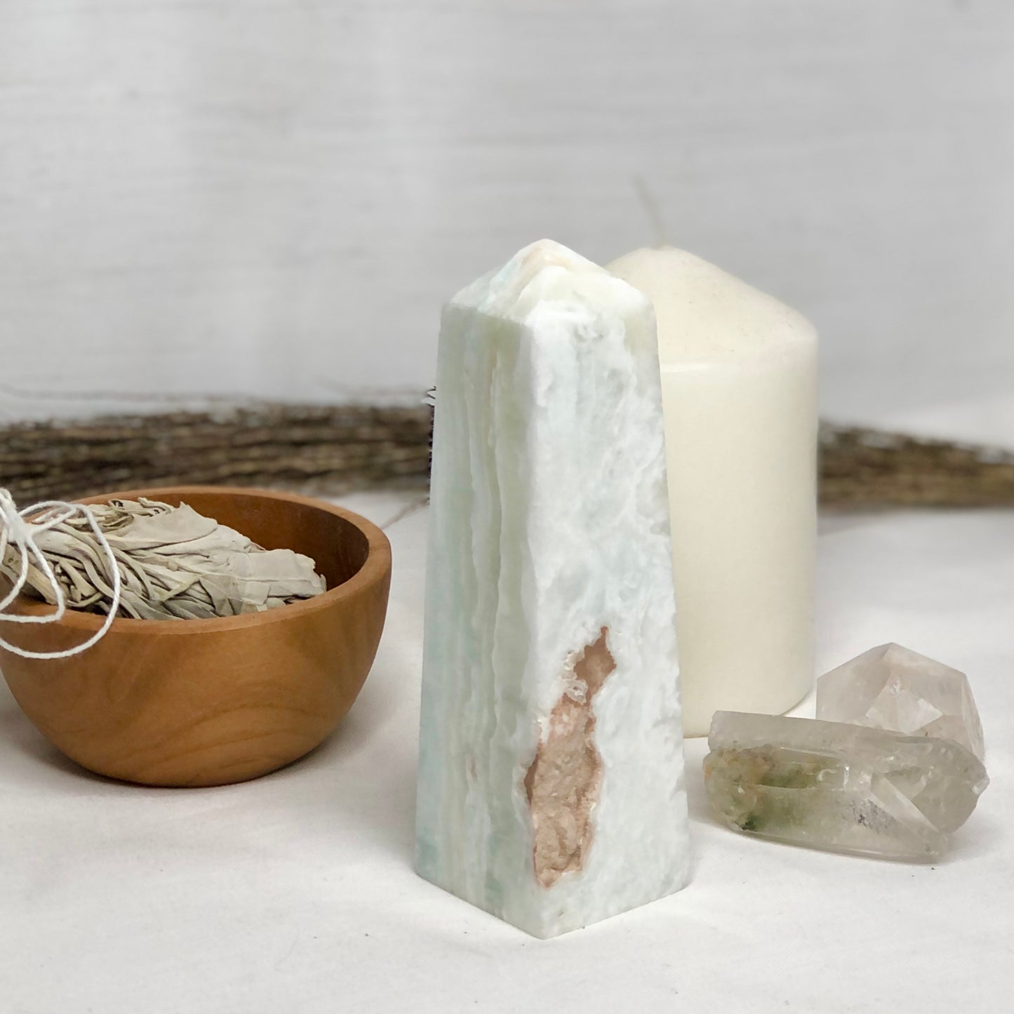 Caribbean Calcite crystal tower light L