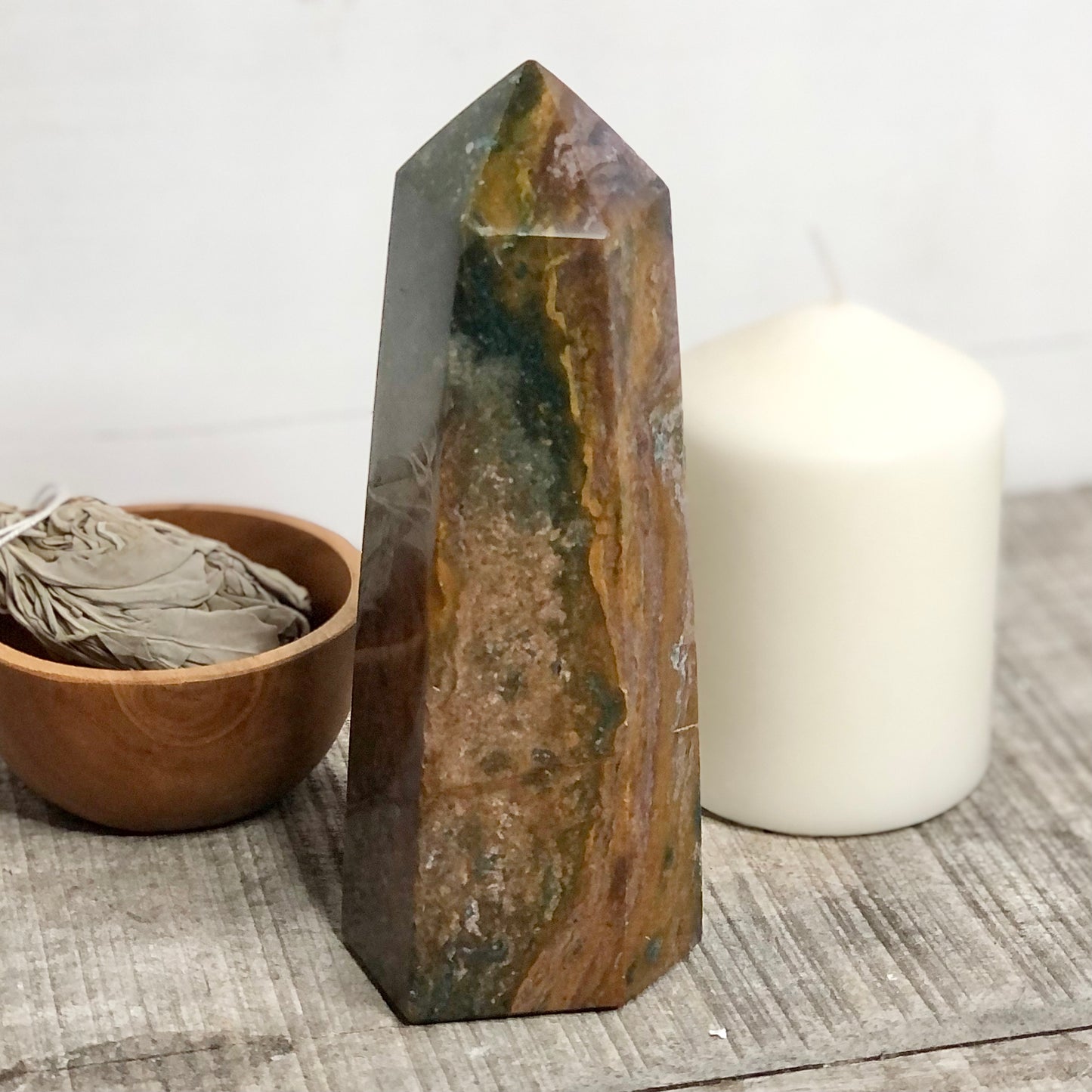 Ocean jasper crystal generator 17cm