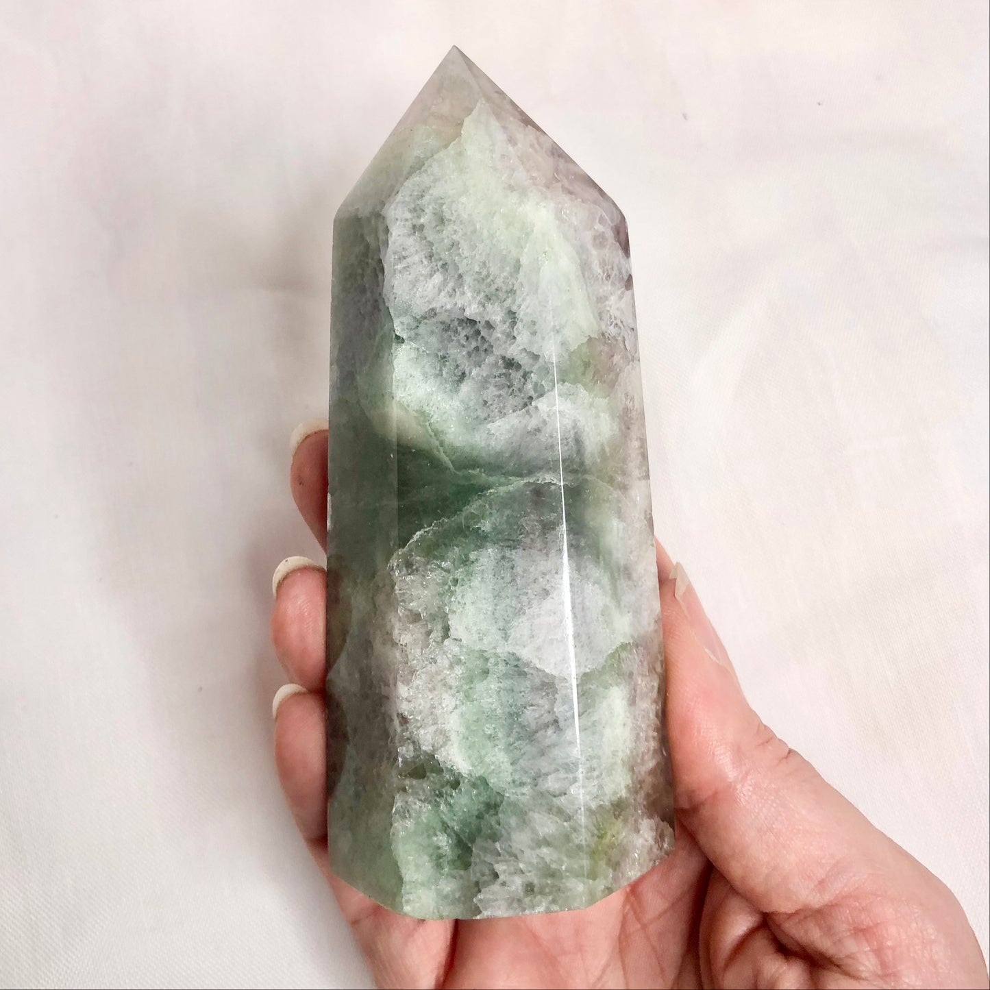 Fluorite polished crystal generator tower