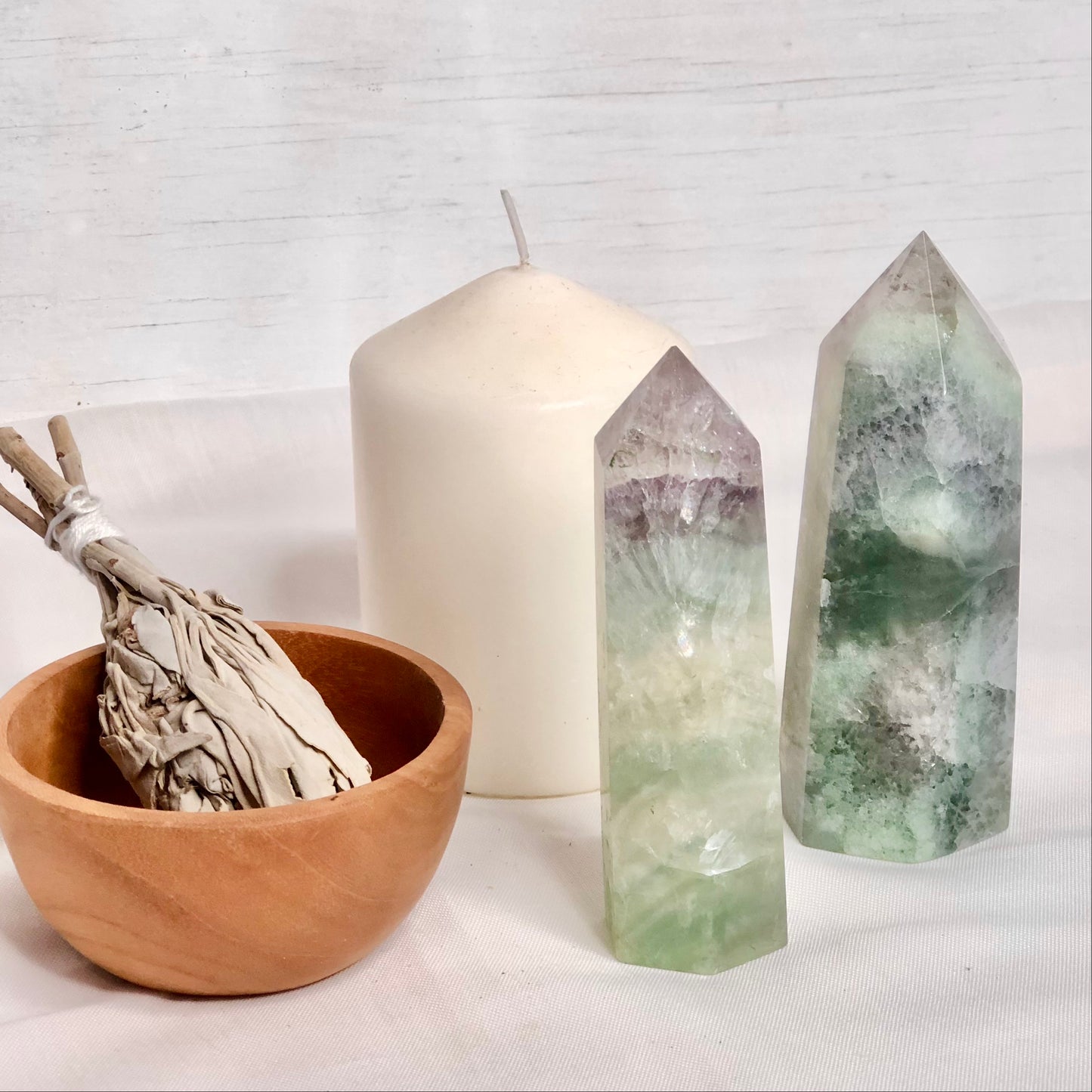 Fluorite polished crystal generator tower
