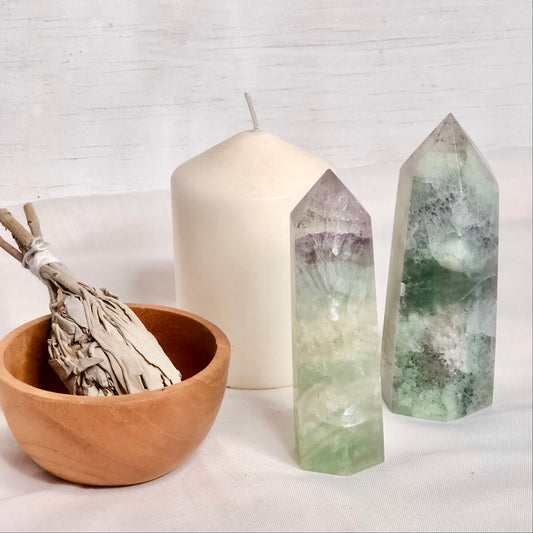 Fluorite polished crystal generator tower