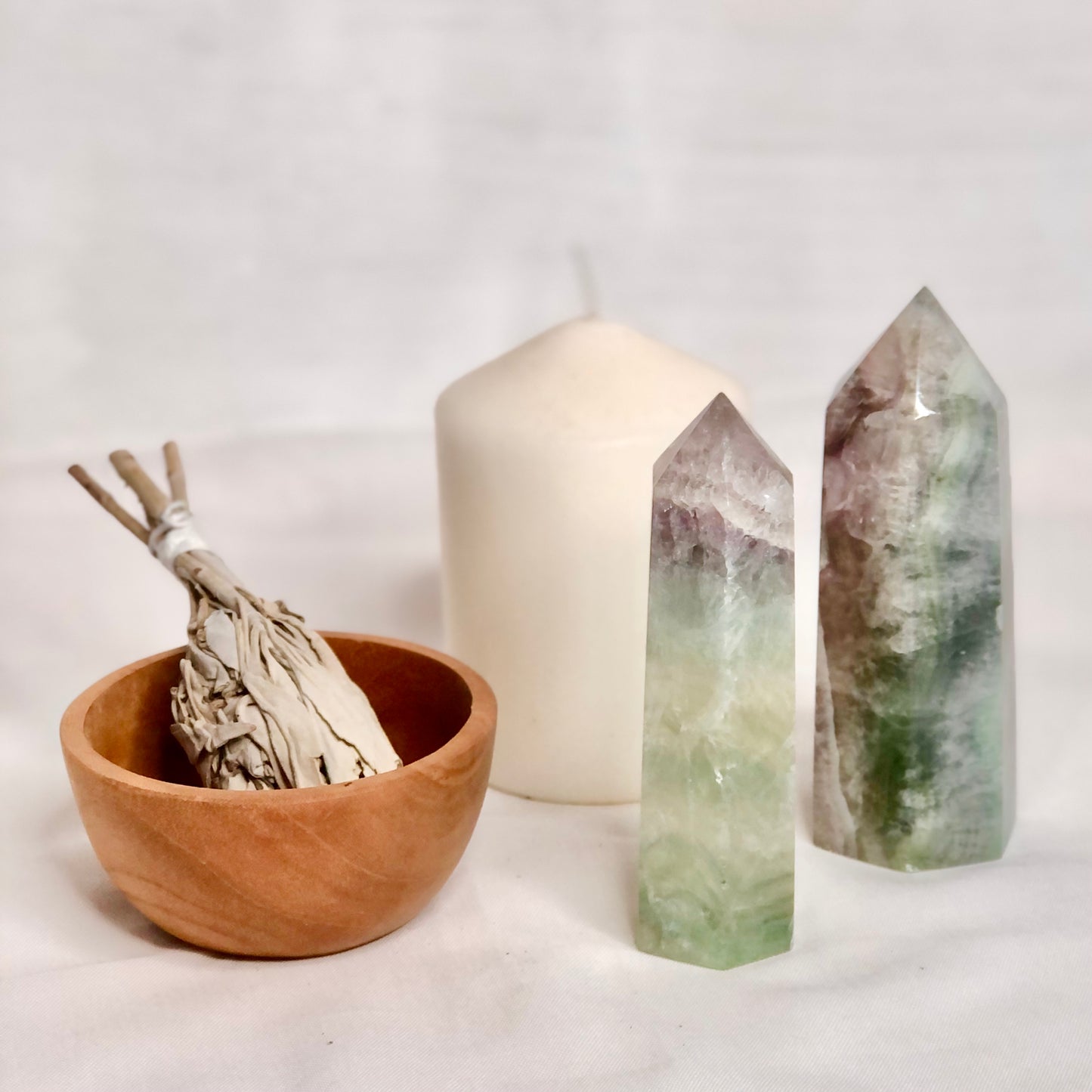 Fluorite polished crystal generator tower