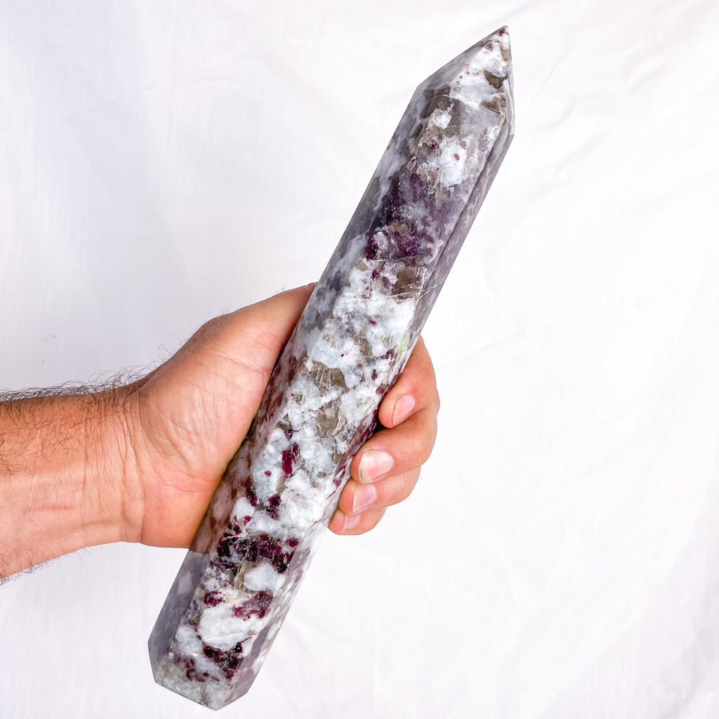 Pink tourmaline crystal point generator tower 27cm XXL