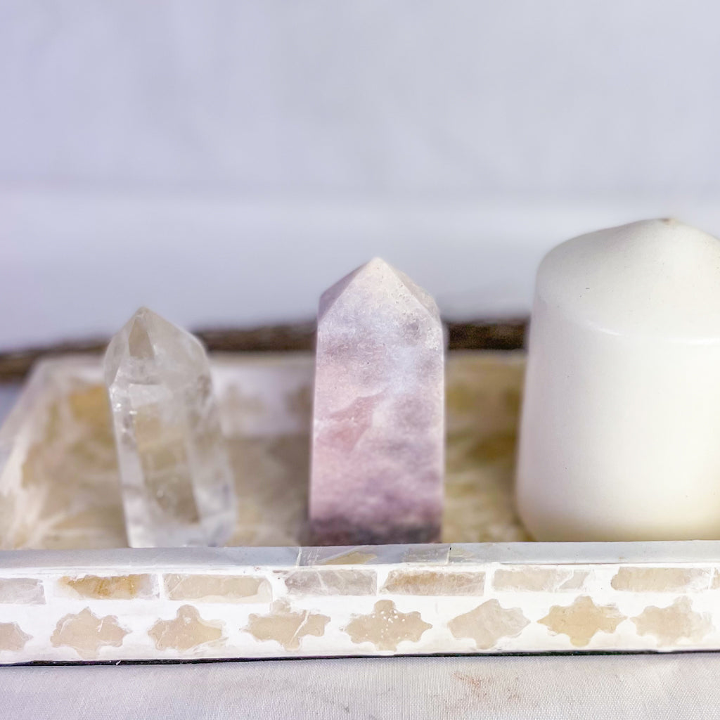 Pink Amethyst crystal generator tower 9cm