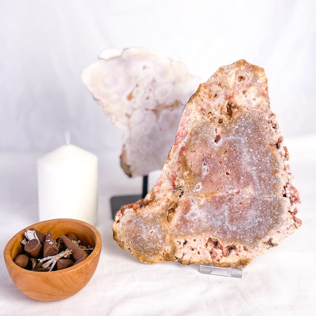 Pink Amethyst crystal slab 770g