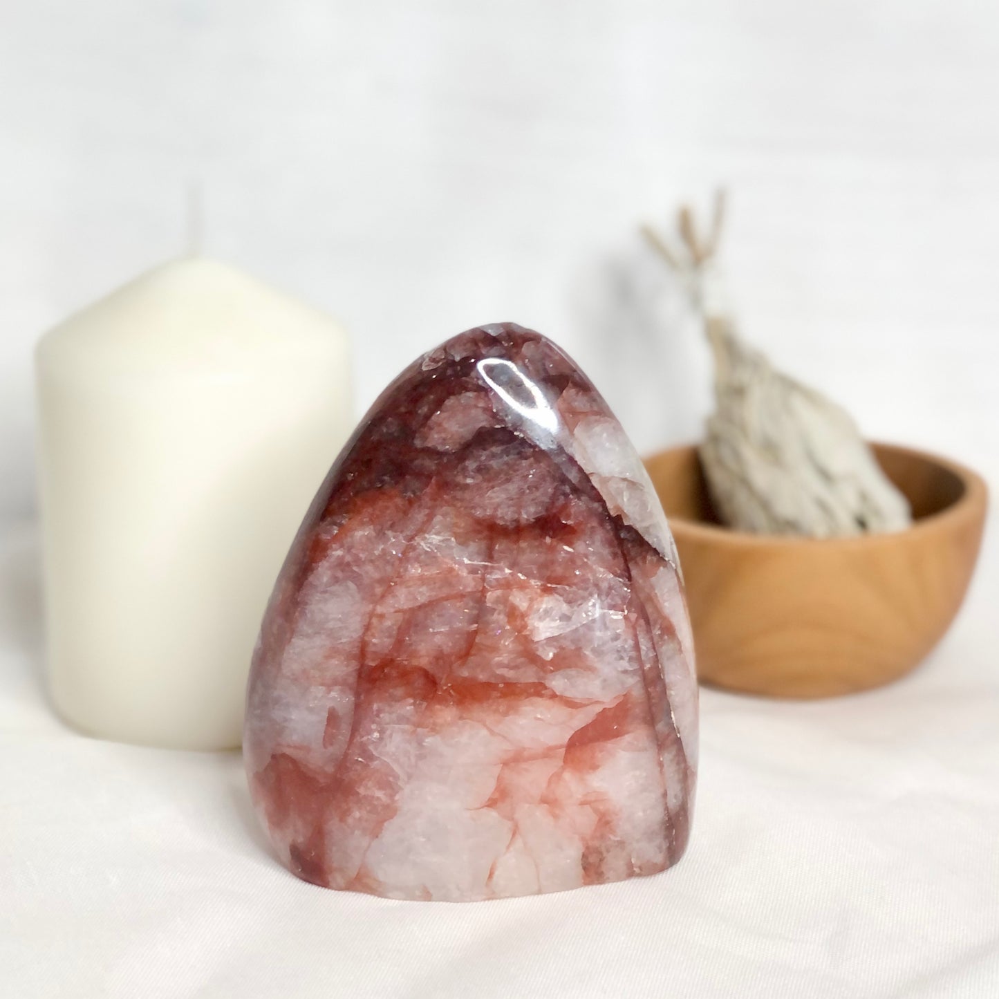 Hematite + Clear quartz / Fire quartz crystal statue