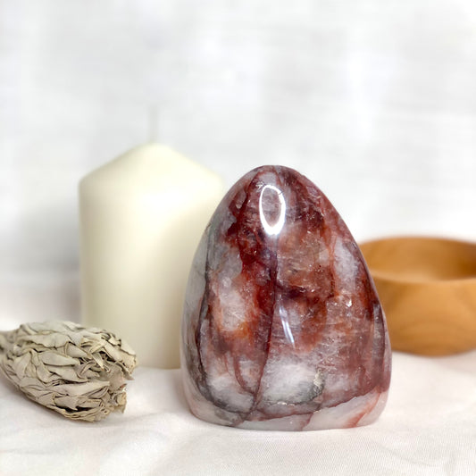 Hematite + Clear quartz / Fire quartz crystal statue