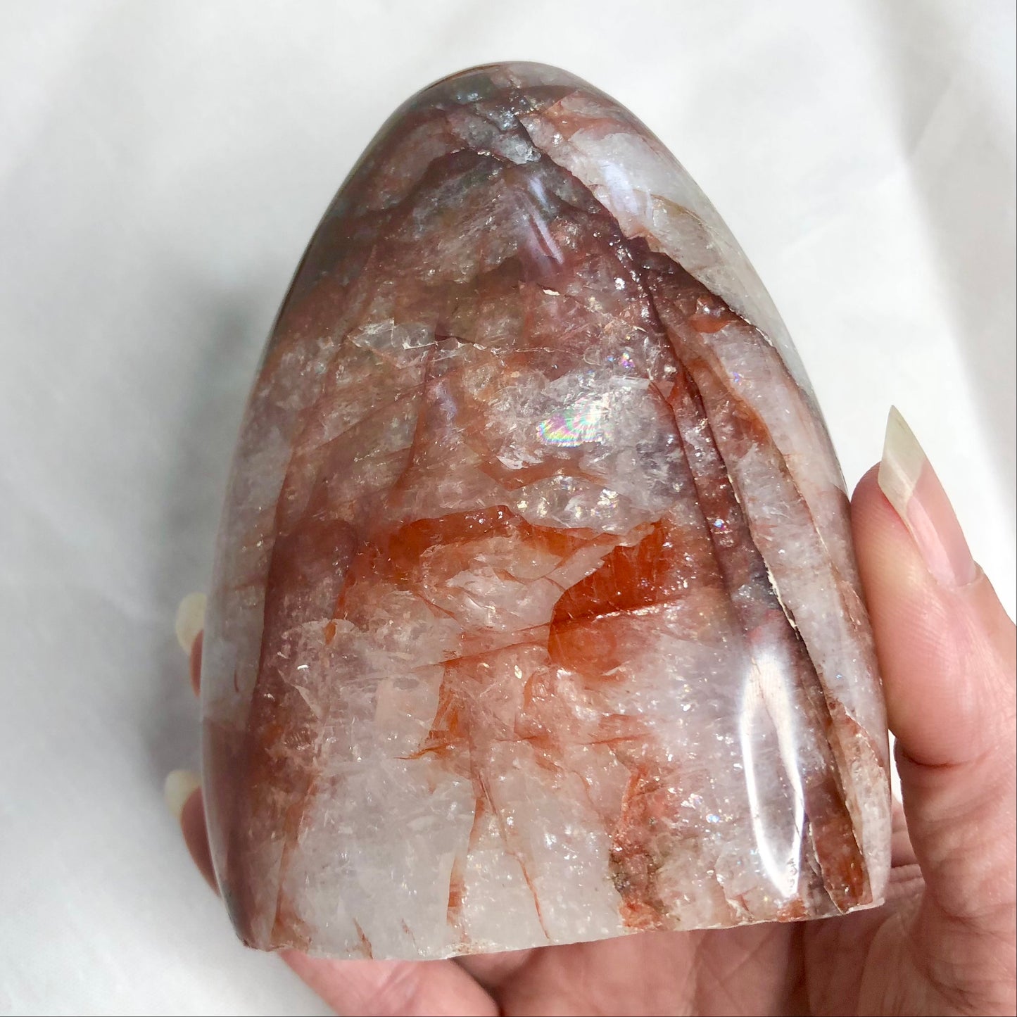 Hematite + Clear quartz / Fire quartz crystal statue