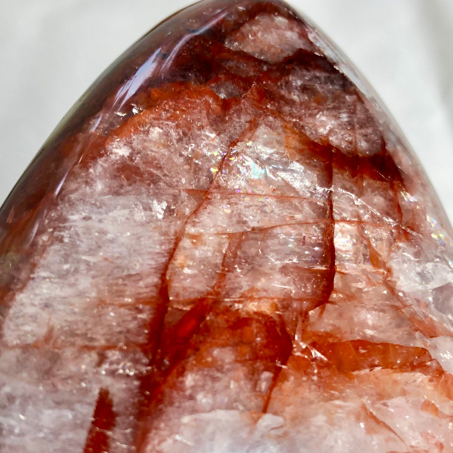 Hematite + Clear quartz / Fire quartz crystal statue