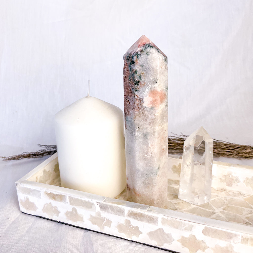 Pink Amethyst crystal generator tower 15cm