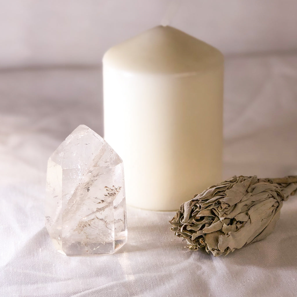 Clear quartz rainbow inclusion crystal generator