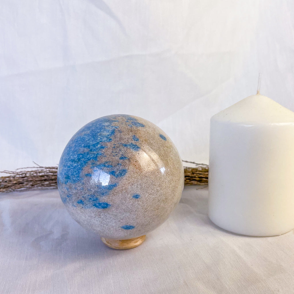 Apatite in Cleavelandite crystal sphere 8cm