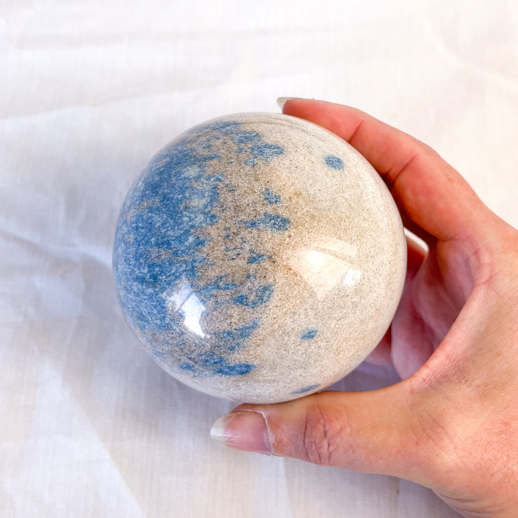Apatite in Cleavelandite crystal sphere 8cm