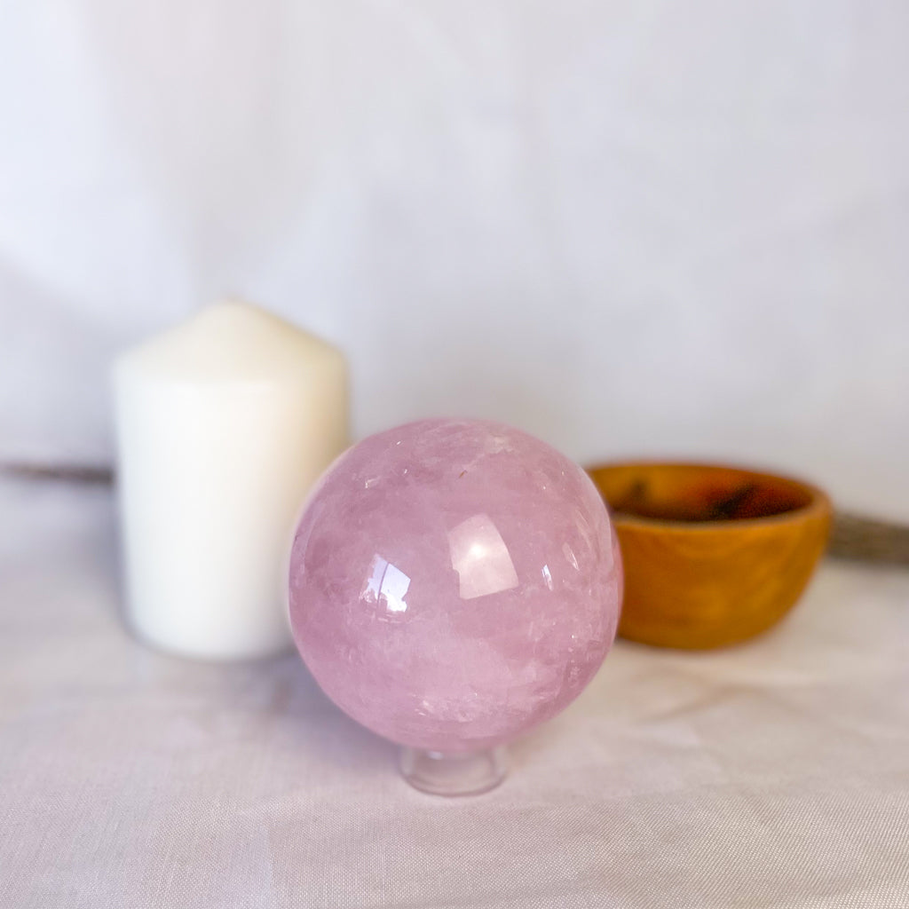 Rose Quartz crystal sphere M