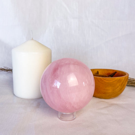 Rose Quartz crystal sphere M