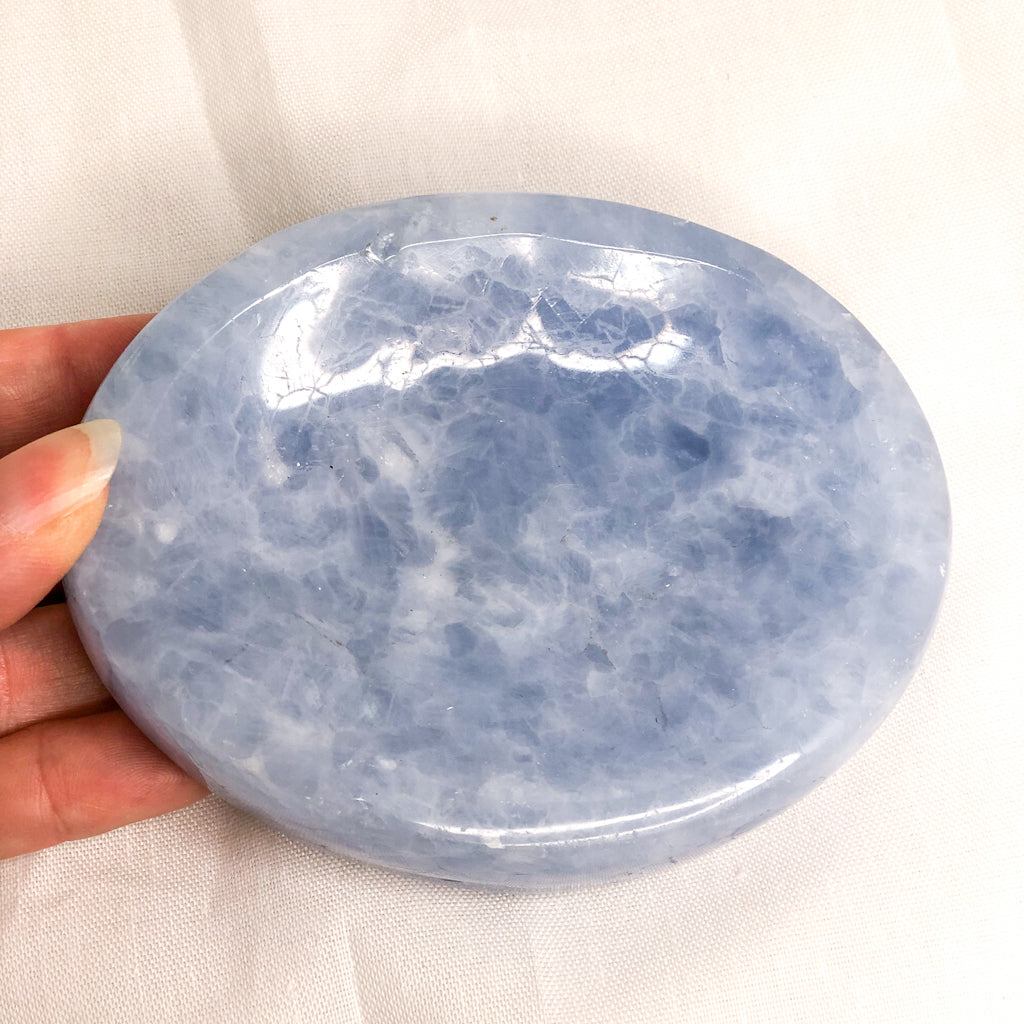 Blue Calcite crystal dish bowl
