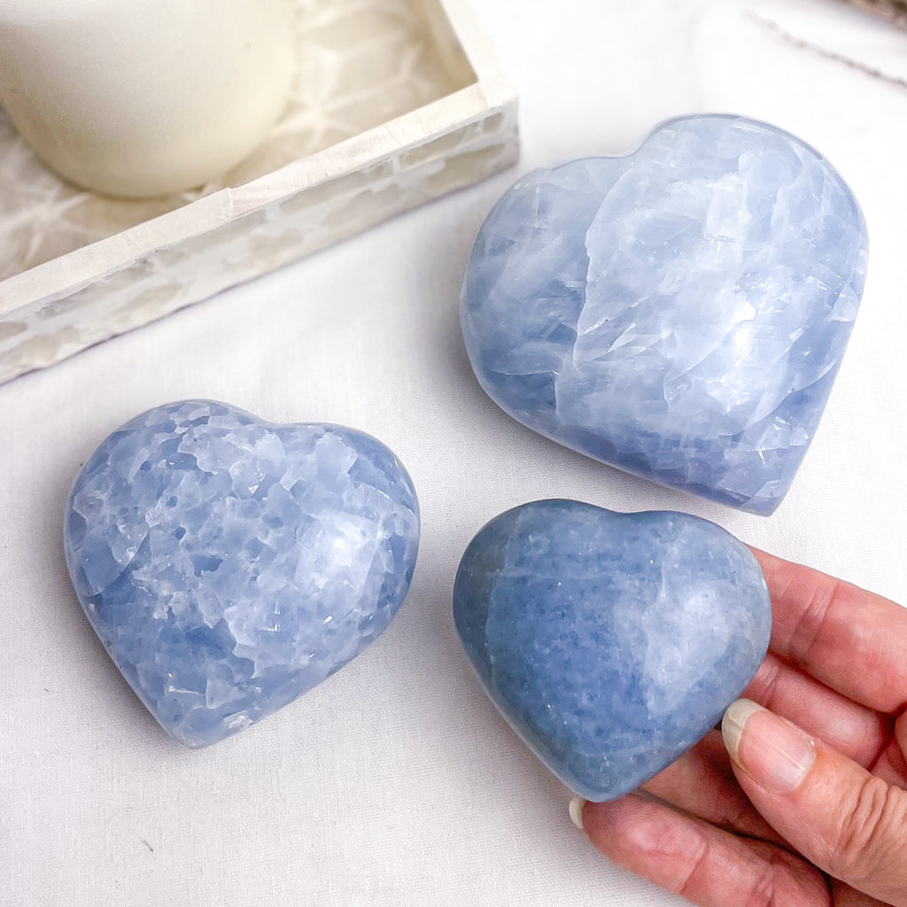 Blue Calcite crystal heart