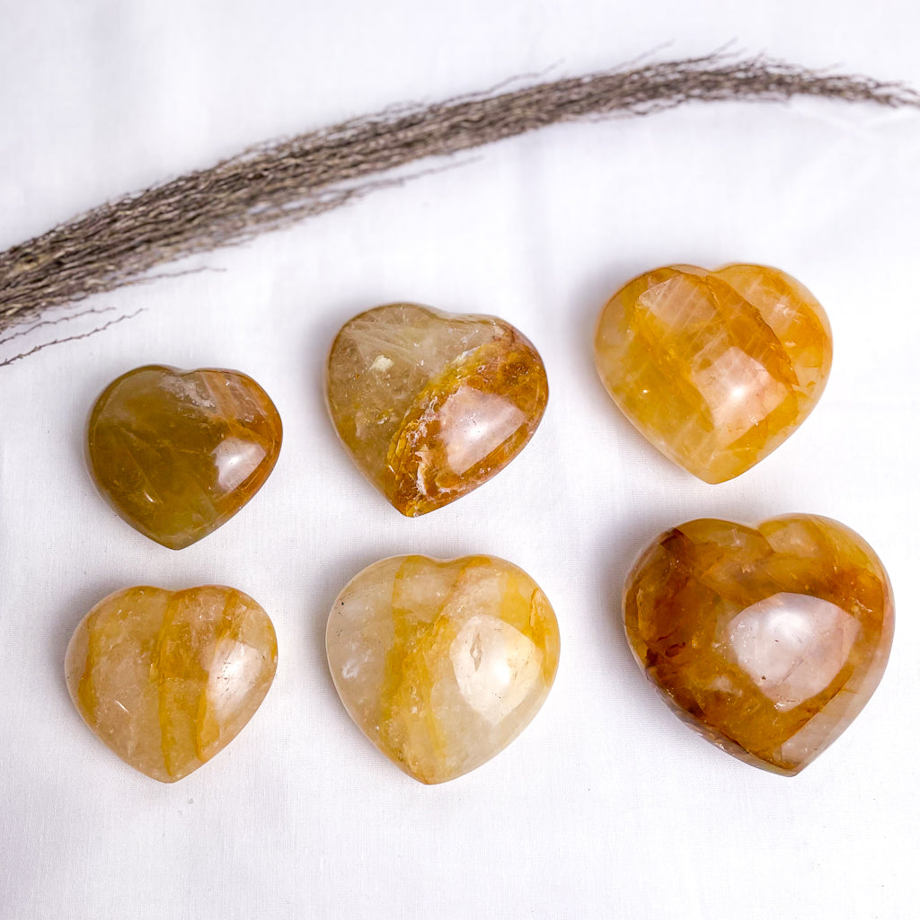 Golden healer quartz crystal polished heart L