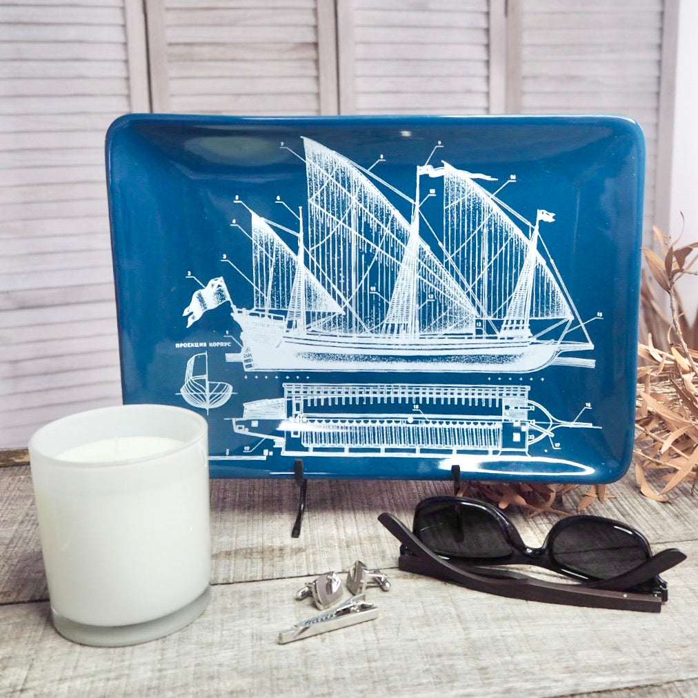 Sailing ship ceramic tray