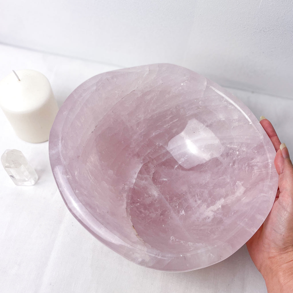 Rose quartz crystal A grade polished extra large bowl 6kg