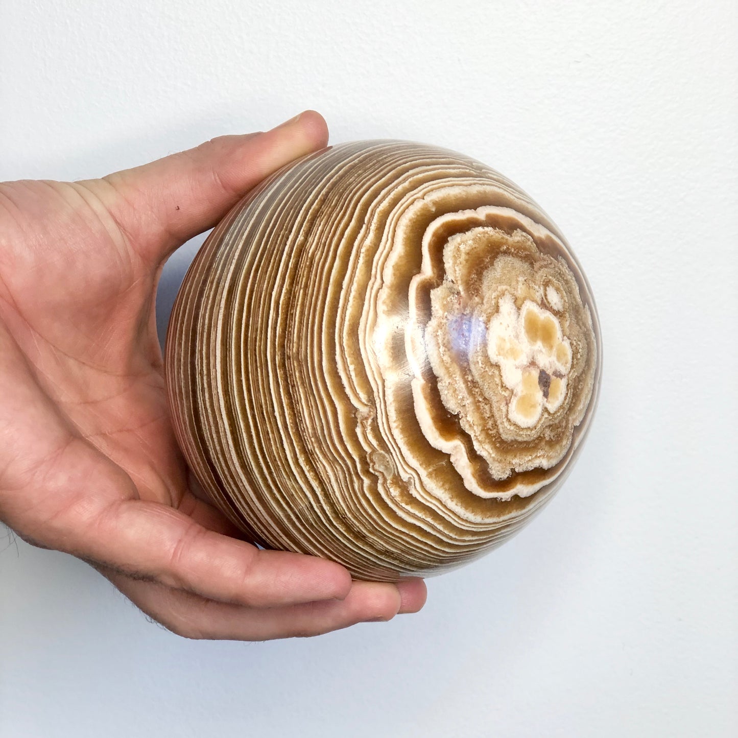 Aragonite crystal sphere with stand 2kg