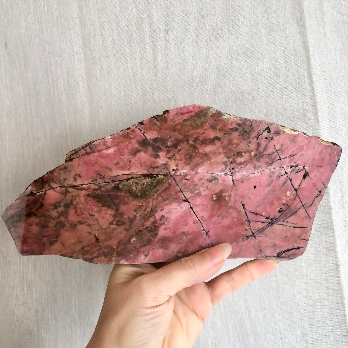 Rhodonite polished crystal slab A1