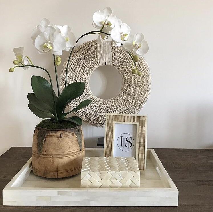 Mother of pearl capiz shell inlay tray