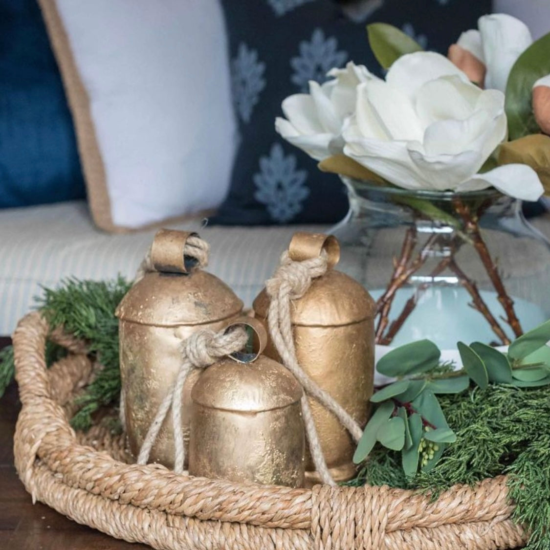 Cow bell in rusted brass iron (gold Christmas bell)