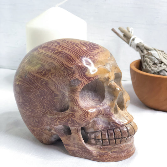 Picture jasper crystal skull L 950g