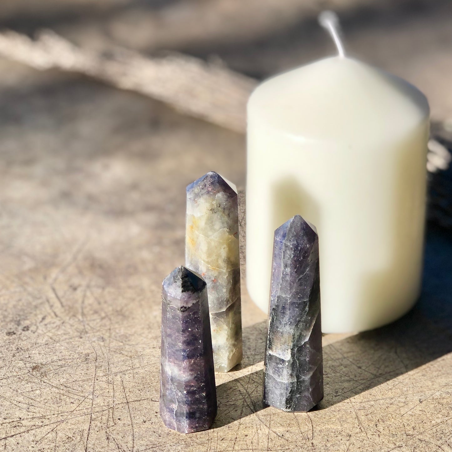 Sunstone + Iolite crystal generator point tower