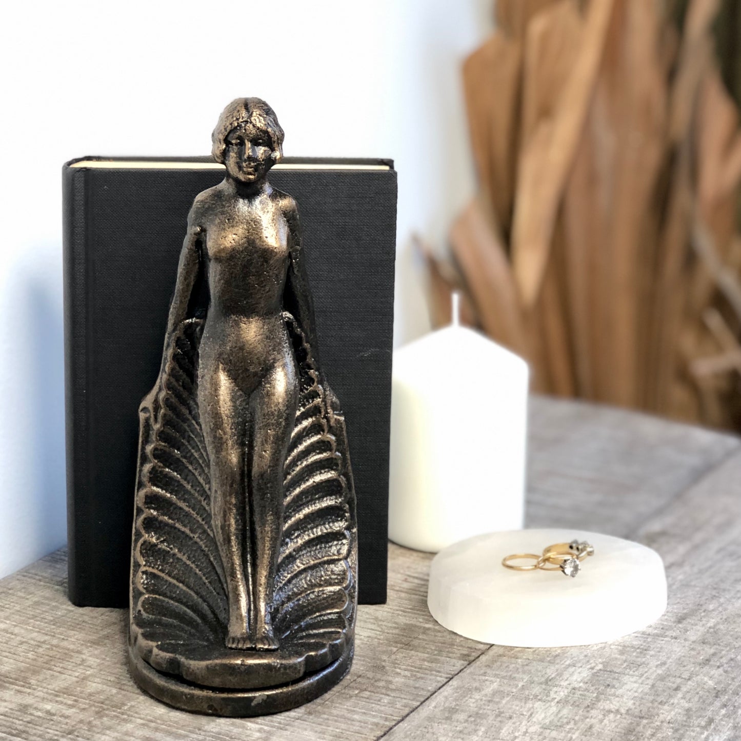 Antique art deco goddess bronze statue