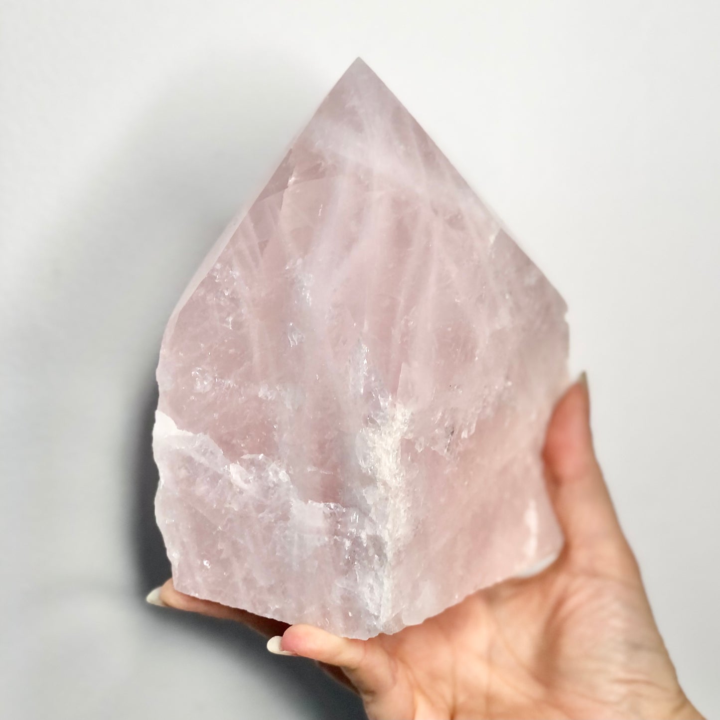 Rose quartz crystal lamp raw + polished generator tower
