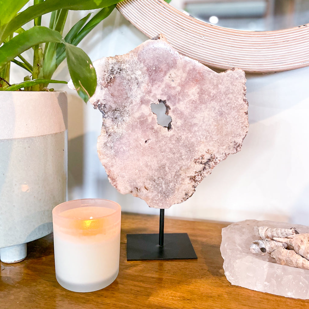 Pink Amethyst crystal on stand XL 3kg
