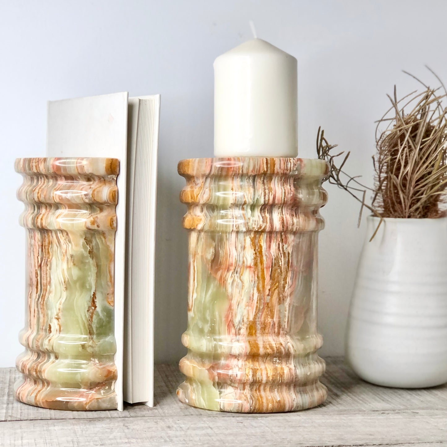 Onyx crystal roman pillar bookend single end XL