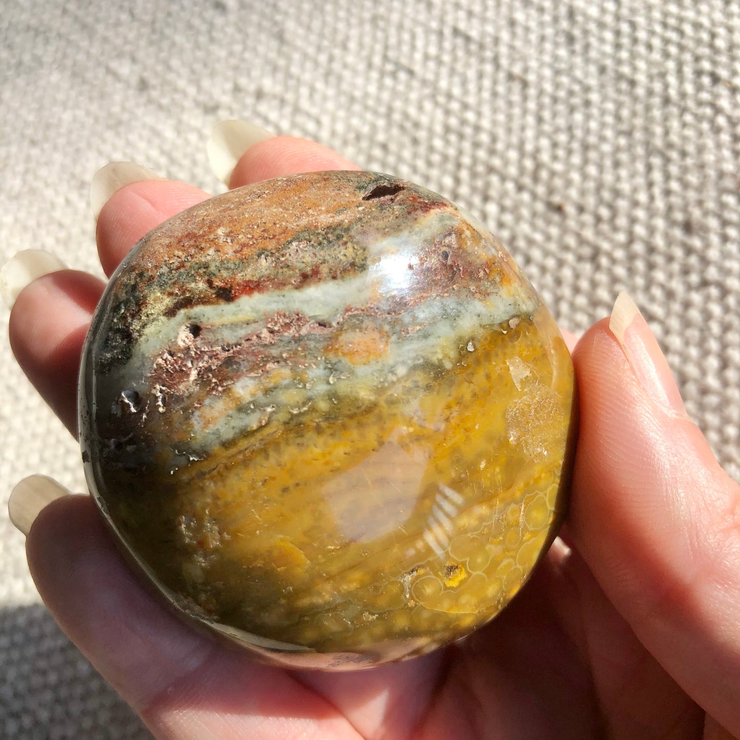 Ocean jasper crystal palm stone