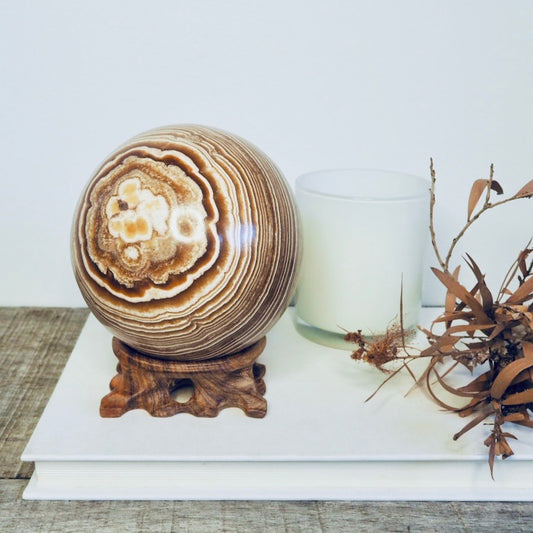 Aragonite crystal sphere with stand 2kg