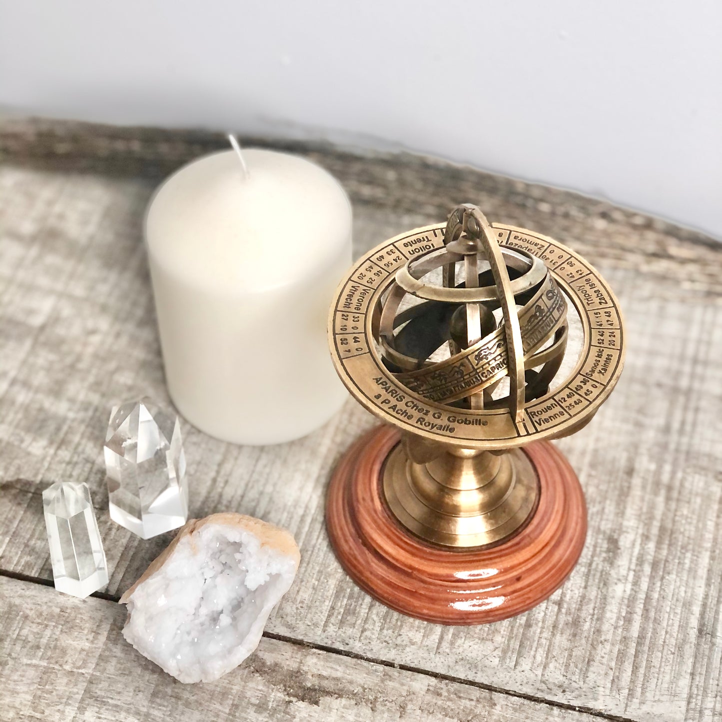 Antique brass zodiac armillary globe