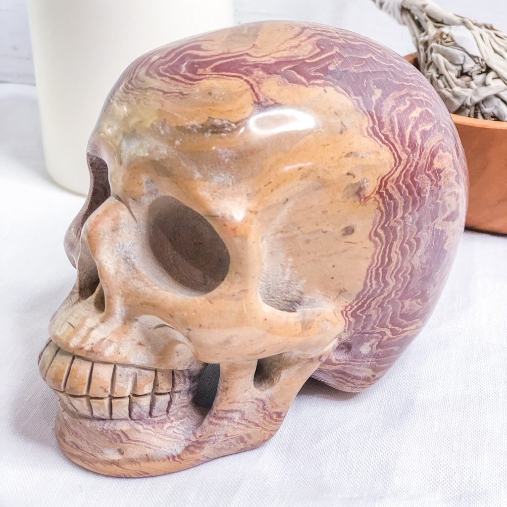 Picture jasper crystal skull L 950g