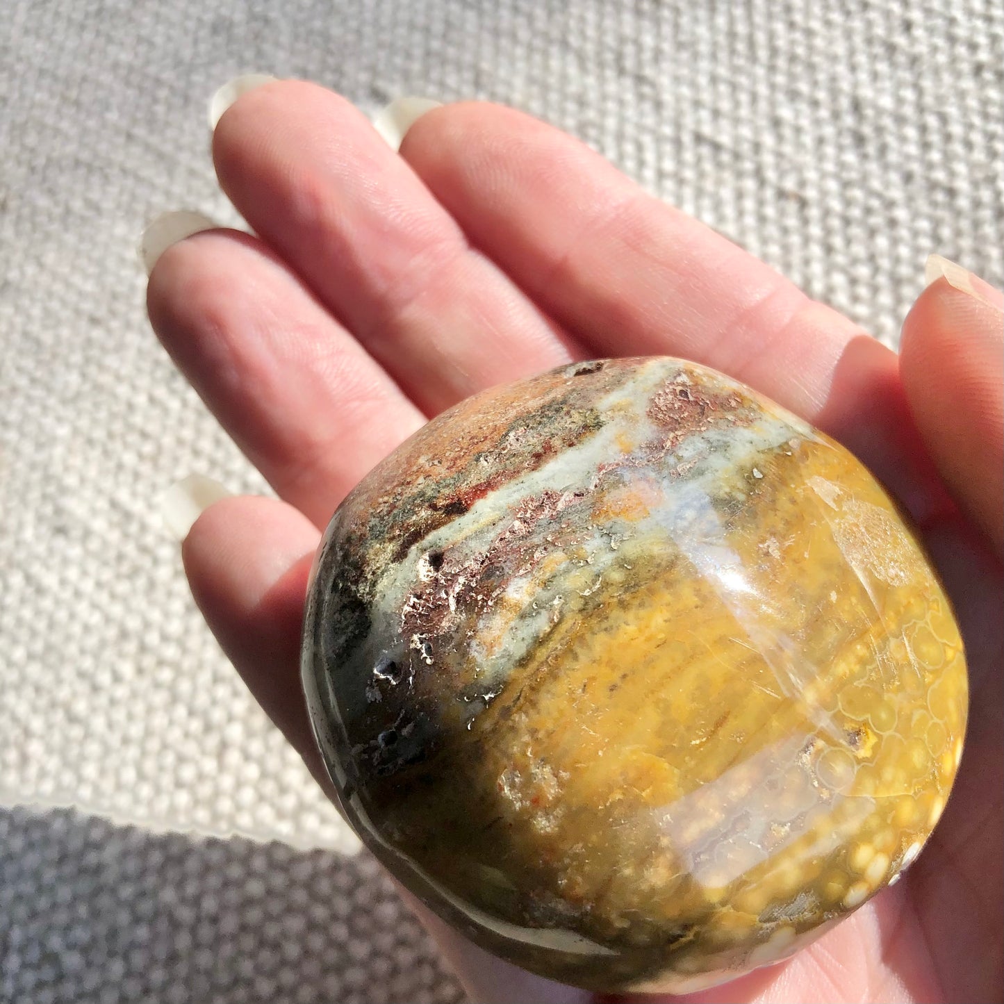 Ocean jasper crystal palm stone