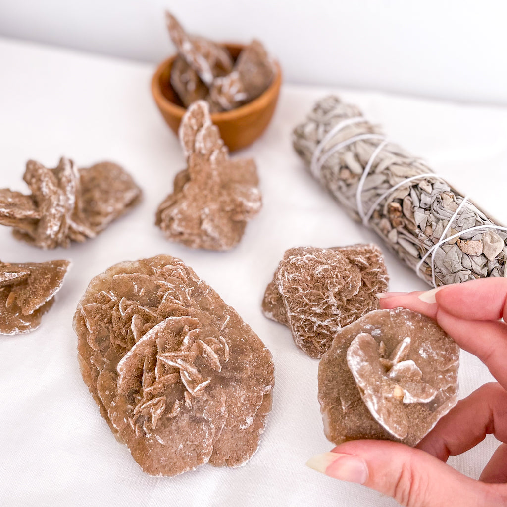 Selenite desert rose crystal cluster
