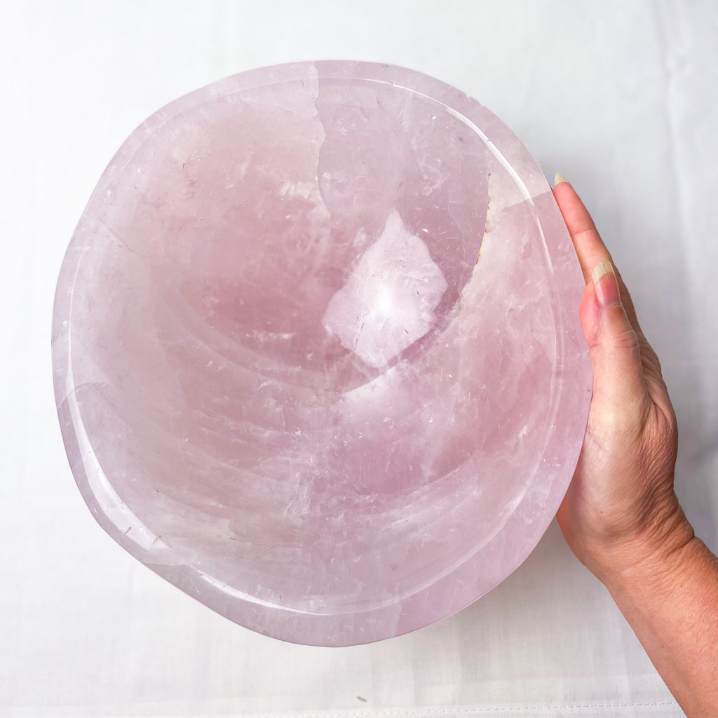 Rose quartz crystal A grade polished extra large bowl 6kg