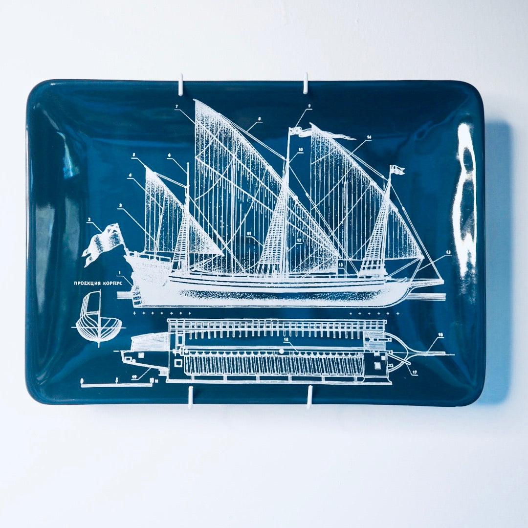 Sailing ship ceramic tray
