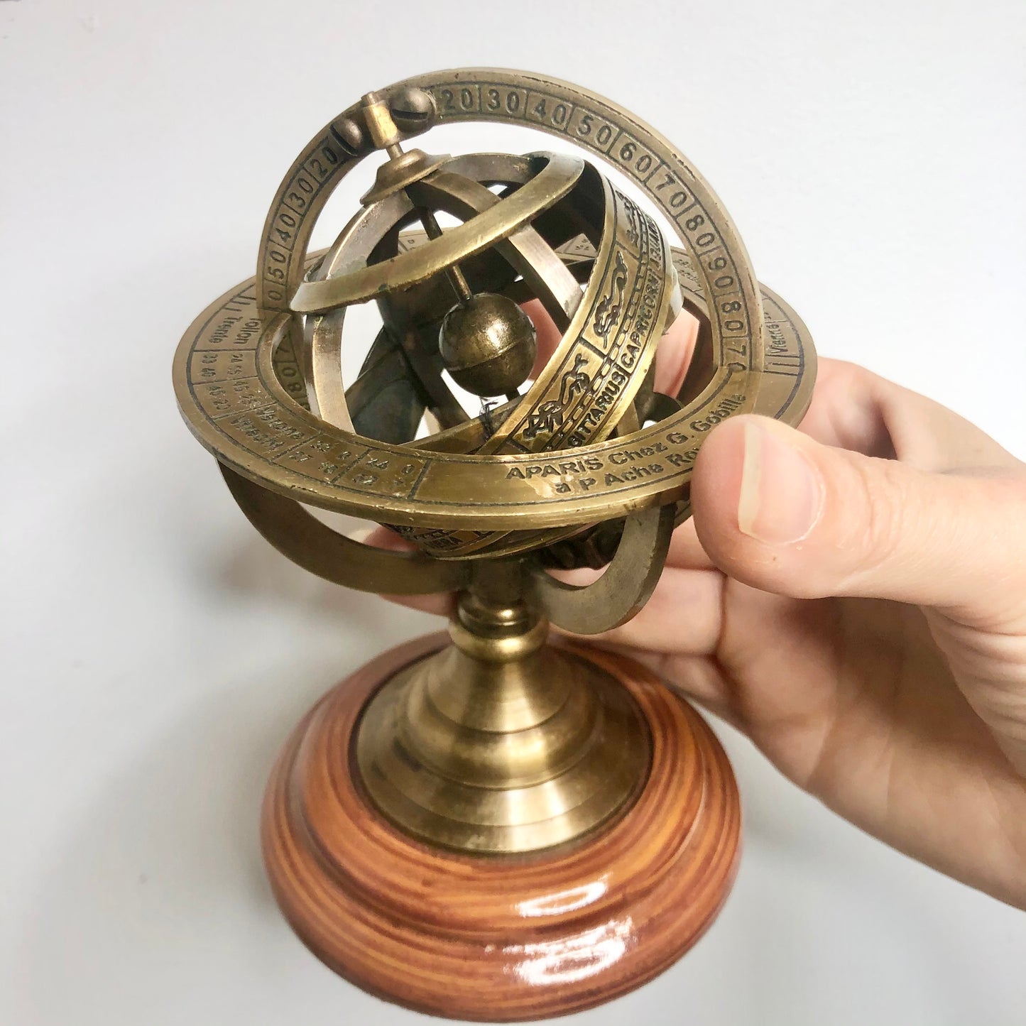 Antique brass zodiac armillary globe